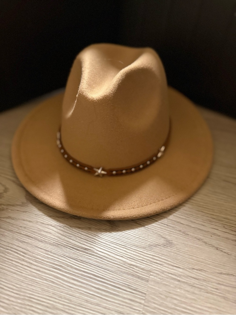 Light Brown Brim, Cowboy Girl Hat  Made Of 100% Polyester